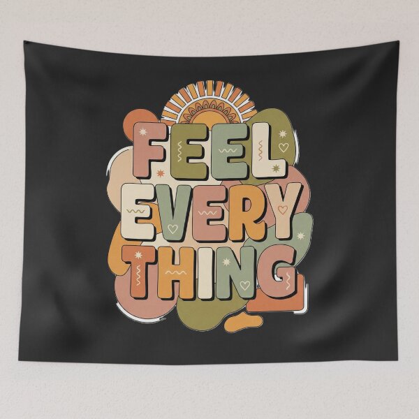 Item preview, Feel Every Thing Retro Groovy Boho Mental Health Quote designed and sold by ConfuseLab Shop.