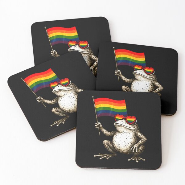 Item preview, Frog Holding Rainbow Flag Heart Glasses LGBT Pride Poster designed and sold by Chibicharm's.
