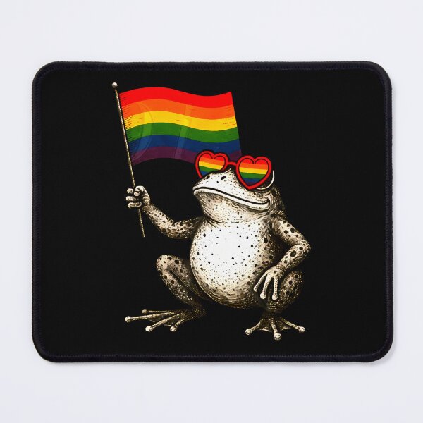 Item preview, Frog Holding Rainbow Flag Heart Glasses LGBT Pride Poster designed and sold by Chibicharm's.