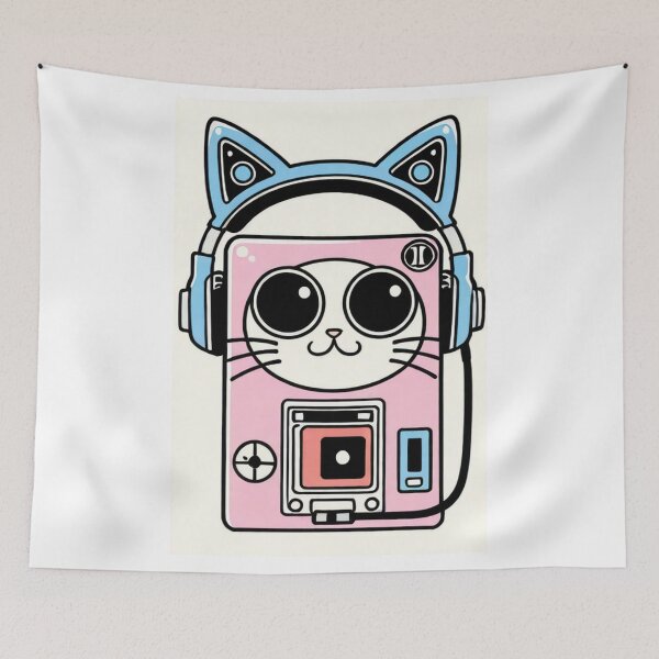 Item preview, Cat - Pink Walkman Retro Headphones designed and sold by World-Pets.
