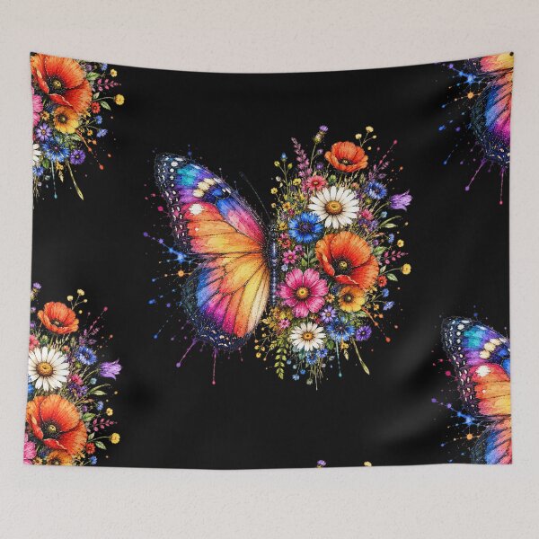 Item preview, Wildflower Butterfly Watercolor Illustration designed and sold by ColorSplash123.