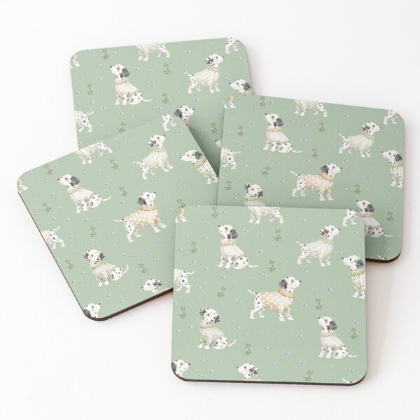 Item preview, Dalmatian Dog in Cozy Sweaters Watercolor Pattern | Sage Green Puppy Illustration for Phone Cases, Tote Bags, Mugs & Gifts designed and sold by PaperyAndInk.