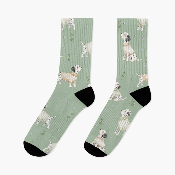 Item preview, Dalmatian Dog in Cozy Sweaters Watercolor Pattern | Sage Green Puppy Illustration for Phone Cases, Tote Bags, Mugs & Gifts designed and sold by PaperyAndInk.
