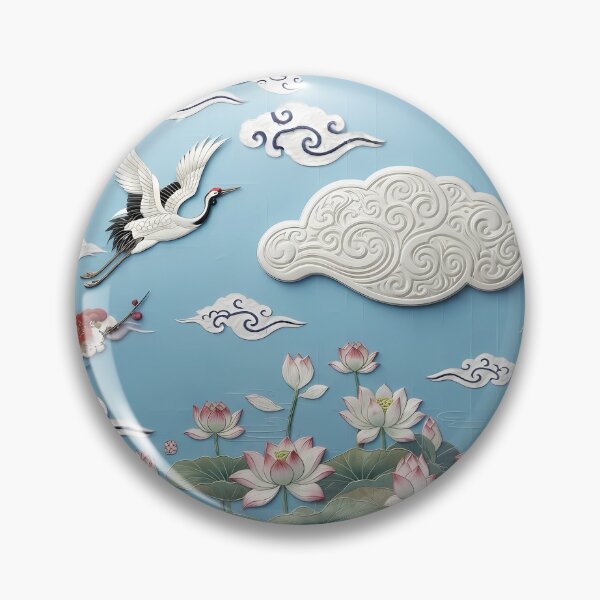 Artikelvorschau, Koreanische traditionelle Kunst – Heilige Kraniche, Lotus- und Wolkenmuster, blaue Hanji-Ästhetik entworfen und verkauft von SOOstudio73.