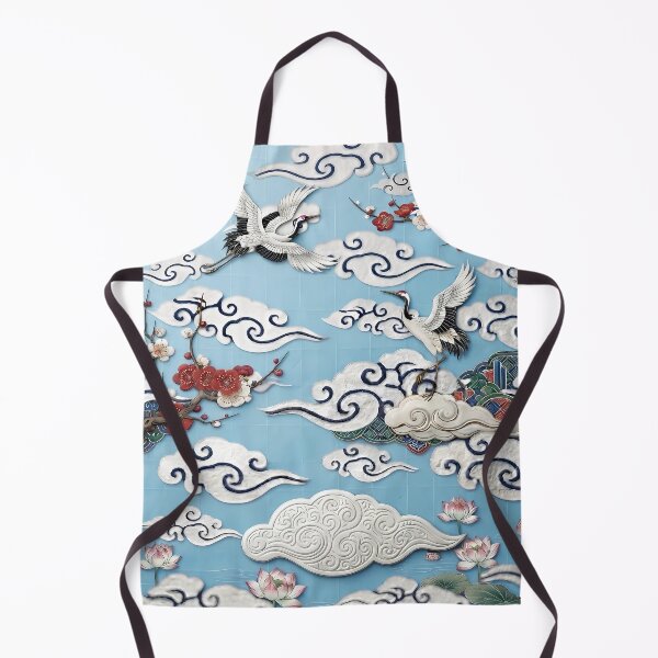 Item preview, Korean Traditional Art - Sacred Cranes, Lotus & Clouds Pattern, Blue Hanji Aesthetic designed and sold by SOOstudio73.