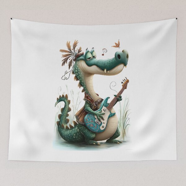 Item preview, Cool Crocodile Rocking on Stage with Guitar designed and sold by Artessie.