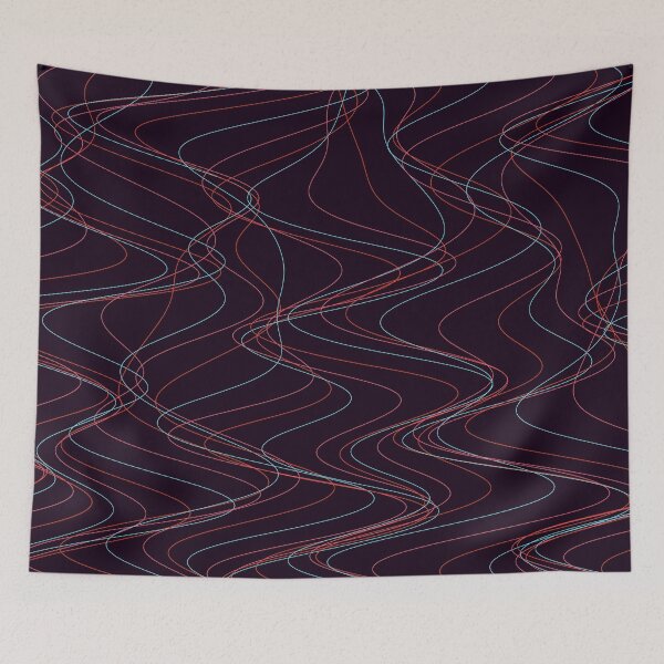 Item preview, Abstract Wavy Laser Lines - Red and Cyan Pattern designed and sold by GraphyLab.