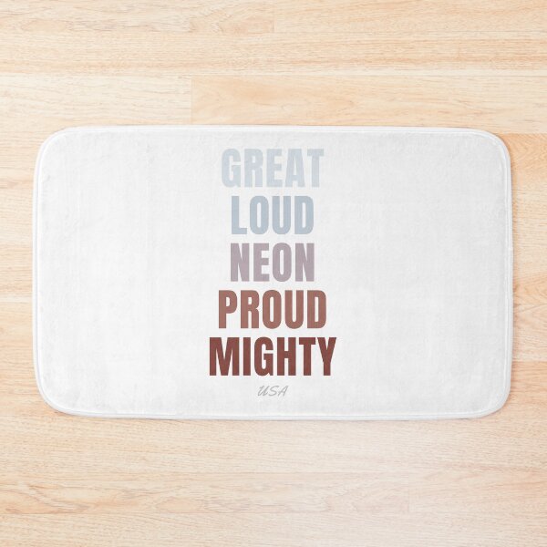 Item preview, USA Wall Decor, Great Loud Neon Proud Mighty Typography designed and sold by MarkedArtPrints.