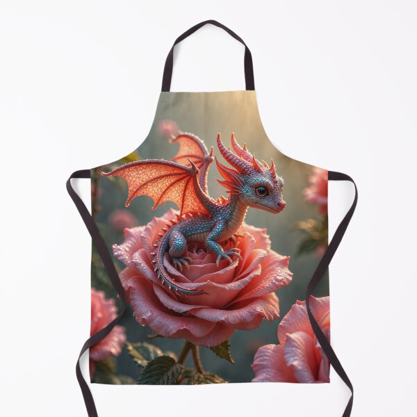 Item preview, Cute Baby Rose Dragon – Kawaii Fantasy Dragon on Pink Rose designed and sold by DrakariArt.