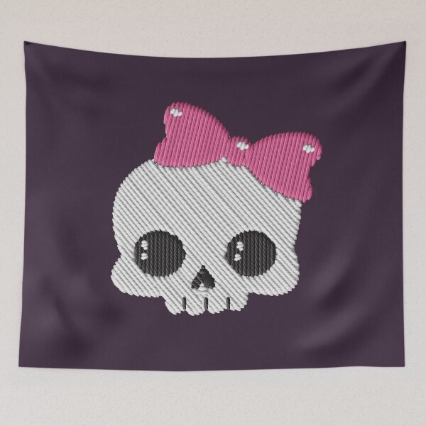 Item preview, Kawaii Skull Pink Bow Embroidery Patch Sticker designed and sold by · GAMING SOUL ·.