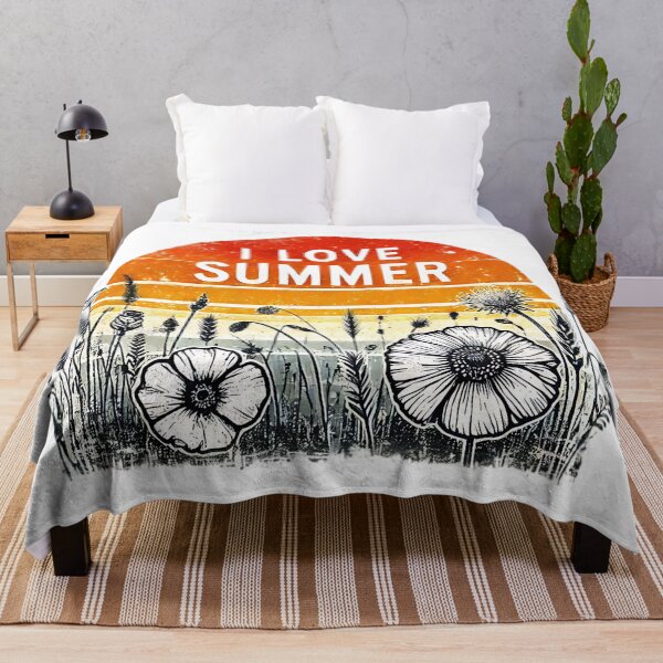 Artikelvorschau, I Love Summer | Vintage Retro Sunset Wildflower Nature Summer Design entworfen und verkauft von Awarrie.
