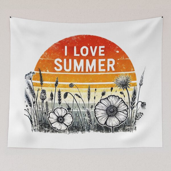 Item preview, I Love Summer | Vintage Retro Sunset Wildflower Nature Summer Design designed and sold by Awarrie.