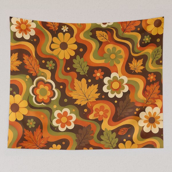 Item preview, Retro 70s Groovy Autumn Wavy Pattern designed and sold by Thai Vibe Studio.