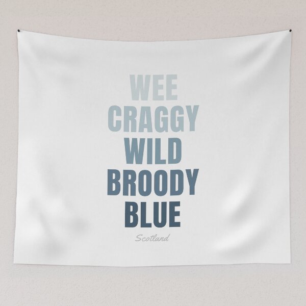 Item preview, Scotland Typographic Print, Wee Craggy Wild Broody Blue Decor designed and sold by MarkedArtPrints.