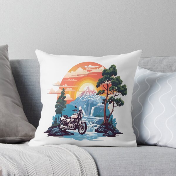 Item preview, Motorcycle Adventure in the Mountains | Scenic Waterfall Sunset Nature Rider Design designed and sold by Awarrie.