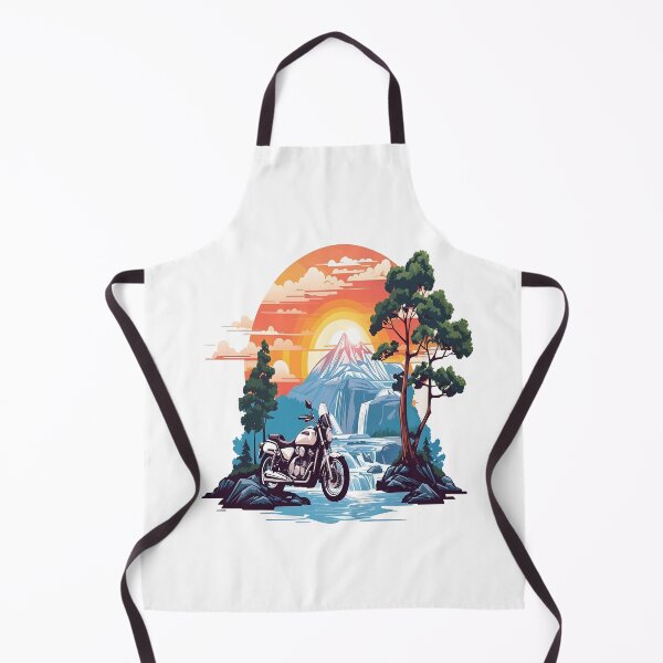 Item preview, Motorcycle Adventure in the Mountains | Scenic Waterfall Sunset Nature Rider Design designed and sold by Awarrie.