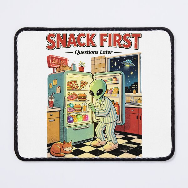 Item preview, Snack First Questions Later Funny Alien designed and sold by NatalieJeans.
