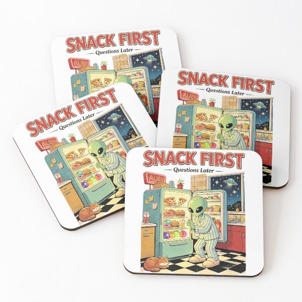 Item preview, Snack First Questions Later Funny Alien designed and sold by NatalieJeans.