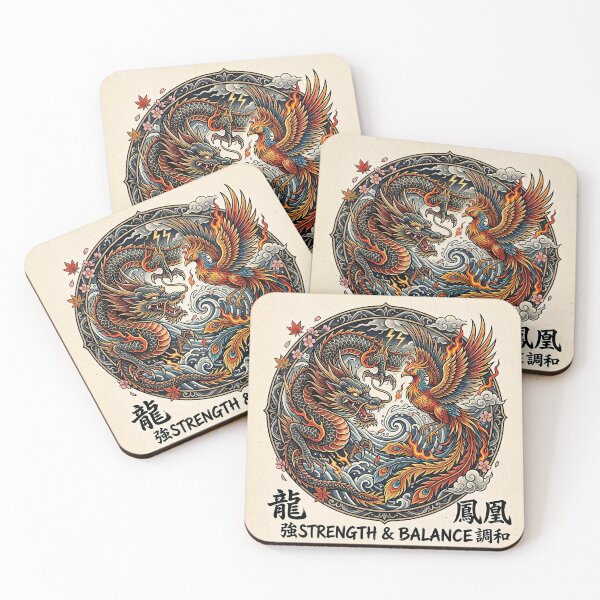 Item preview, Japanese Tattoo T-Shirt / Phone Case: Dragon and Phoenix - Strength and Balance (Irezumi Style) designed and sold by StyleArtStudio.
