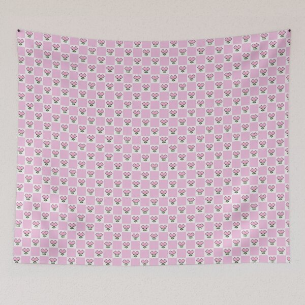 Item preview, Pink Pixel Flower Checkerboard Pattern designed and sold by Little Dora Art.