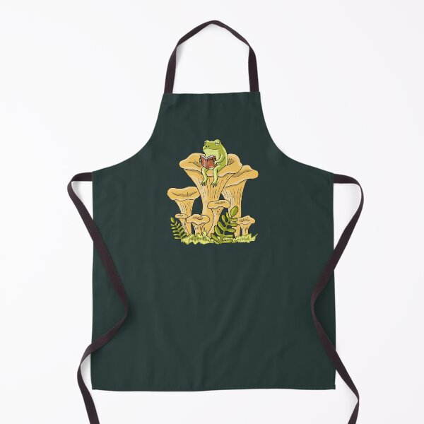 Item preview, Frog Reading a Book on Chanterelle Mushroom Cottagecore Art designed and sold by LeshanArt.