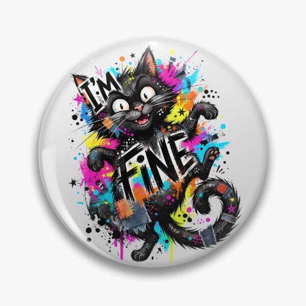 Item preview, I'm Fine, Black Cat, Sarcastic, Funny Meme, Paint Splatter designed and sold by SolaoLab.