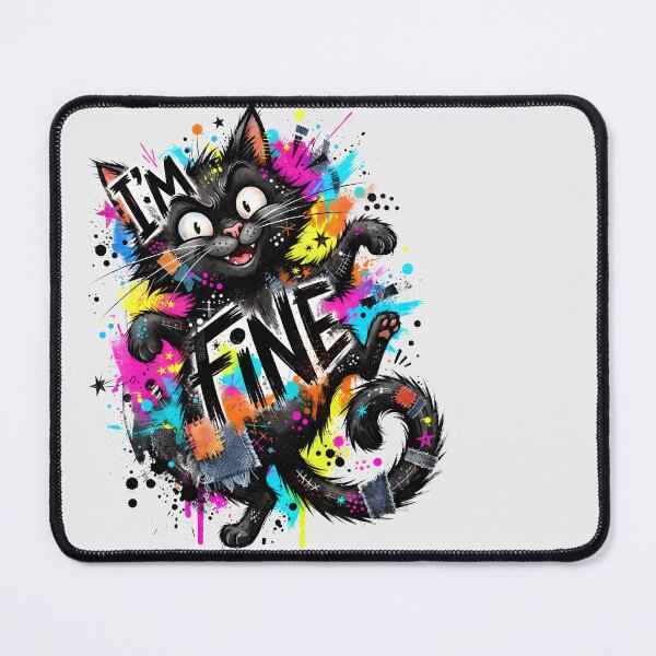 Item preview, I'm Fine, Black Cat, Sarcastic, Funny Meme, Paint Splatter designed and sold by SolaoLab.