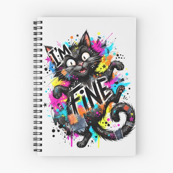 Item preview, I'm Fine, Black Cat, Sarcastic, Funny Meme, Paint Splatter designed and sold by SolaoLab.