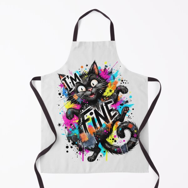 Item preview, I'm Fine, Black Cat, Sarcastic, Funny Meme, Paint Splatter designed and sold by SolaoLab.