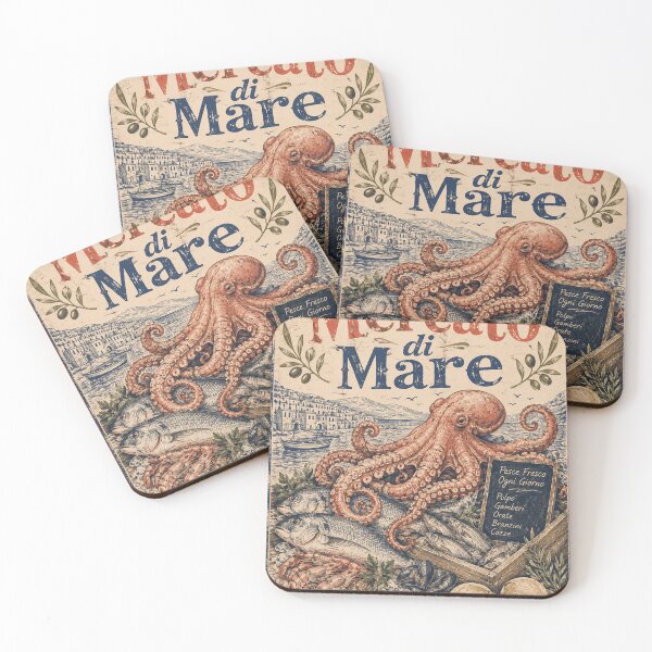 Item preview, Vintage Italian Seafood Market Poster designed and sold by MWprint.