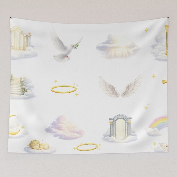 Item preview, Heavenly Gates Angel Wings White Dove Cross Golden Halo Aesthetic designed and sold by Rehnair.