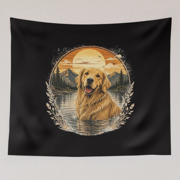 Item preview, Vintage Sunset Golden Retriever designed and sold by Bartas2026.