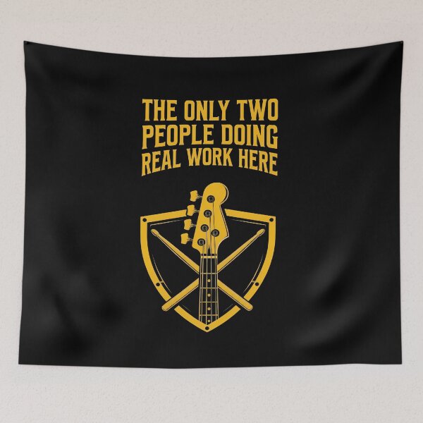 Item preview, Bassist and Drummer's Coat of Arms - Bass Player Humor designed and sold by Art-Arcade6.