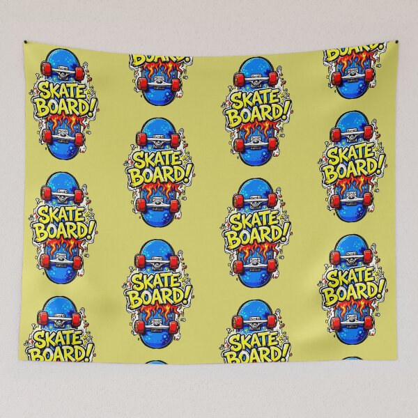 Item preview, SKATEBOARD! | Cartoon Design Skate Fire Blue Deck designed and sold by AstronautMerch.