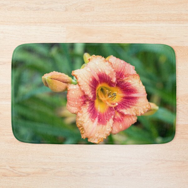Item preview, Vivid Orangey Pink Daylily Bloom with Raindrops designed and sold by Georgia Mizuleva.