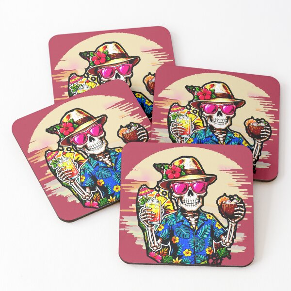 Item preview, Skull Tiki Party | Tropical Skeleton Sunset Cocktails designed and sold by AstronautMerch.