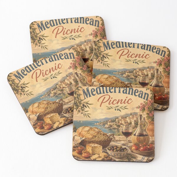 Item preview, Vintage Mediterranean Seaside Picnic Poster designed and sold by MWprint.