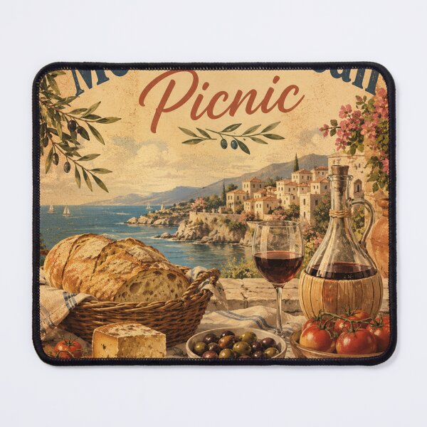 Item preview, Vintage Mediterranean Seaside Picnic Poster designed and sold by MWprint.