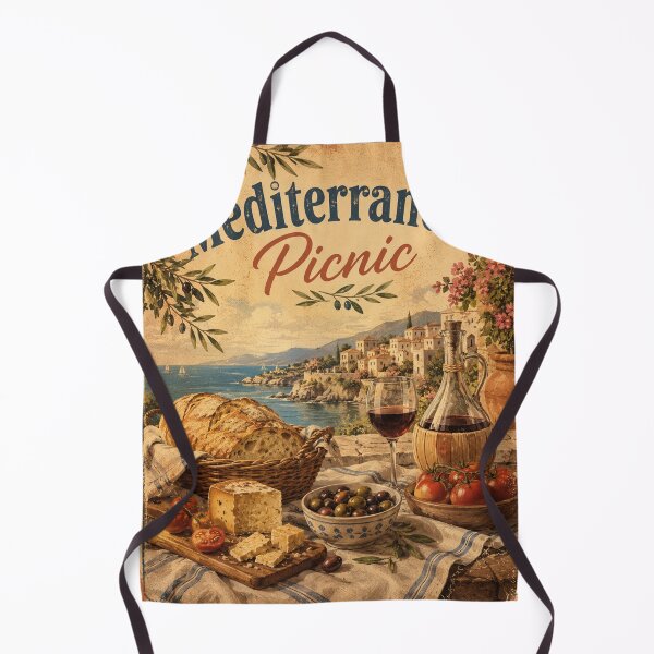 Item preview, Vintage Mediterranean Seaside Picnic Poster designed and sold by MWprint.