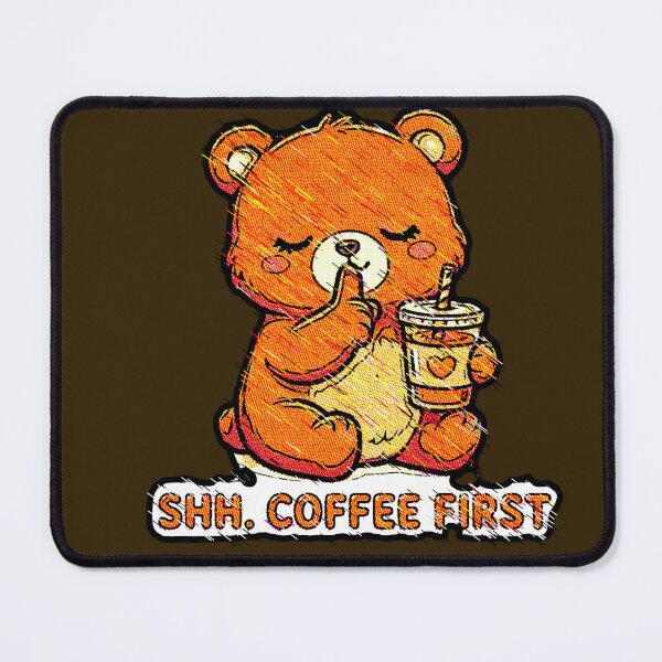 Item preview, SHH Coffee First | Cute Kawaii Bear Drinking Coffee designed and sold by AstronautMerch.