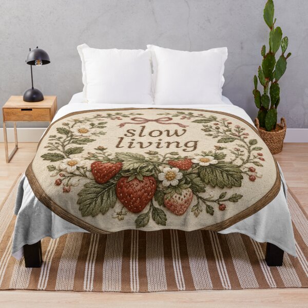 Item preview, Slow Living Embroidery Strawberry Wreath designed and sold by Yellowriversss.