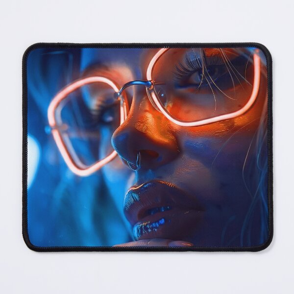 Item preview, Neon Glow Cyberpunk Portrait - Electric Orange & Blue Aesthetics designed and sold by abanoubnabil.