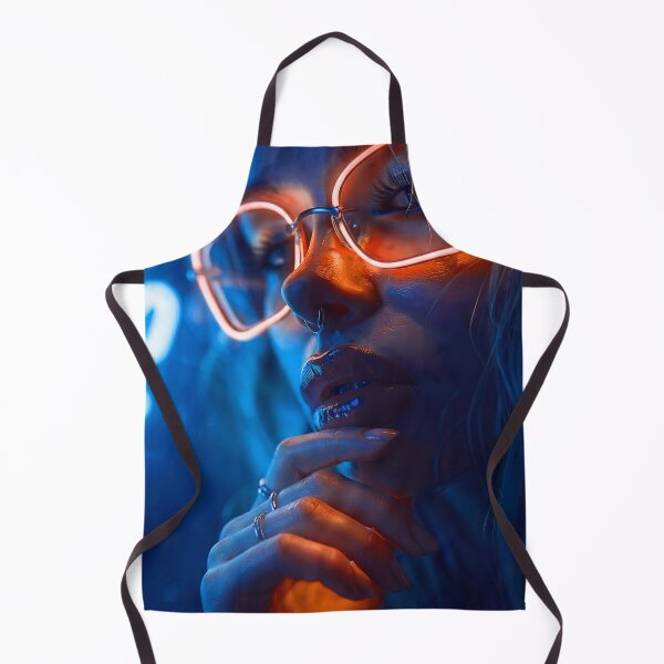 Item preview, Neon Glow Cyberpunk Portrait - Electric Orange & Blue Aesthetics designed and sold by abanoubnabil.