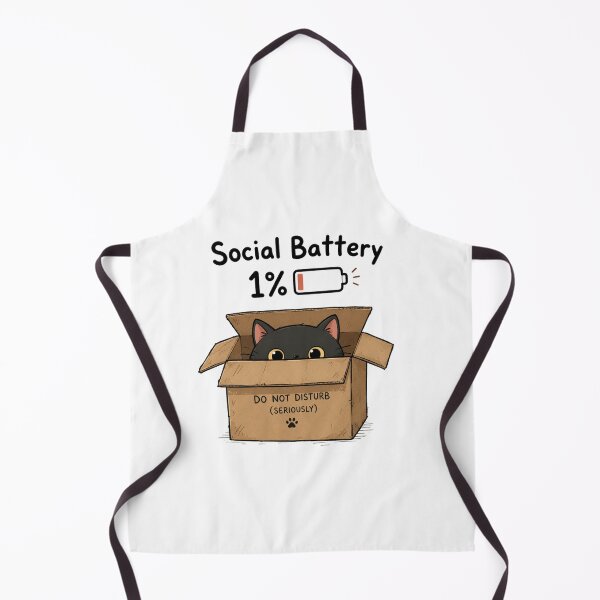 Item preview, Social Battery 1% Introvert Black Cat Funny designed and sold by Yellowriversss.