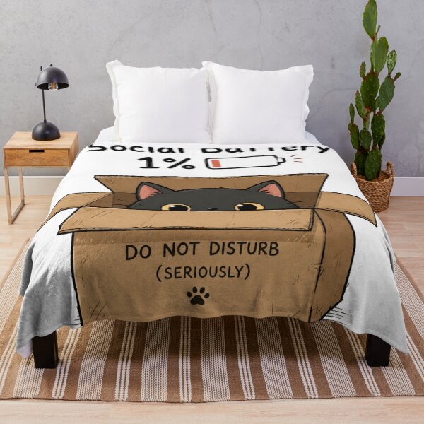 Item preview, Social Battery 1% Introvert Black Cat Funny designed and sold by Yellowriversss.