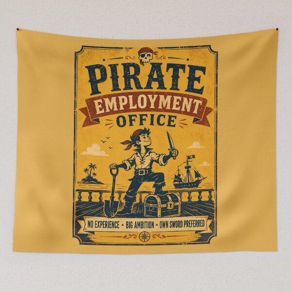 Item preview, Pirate Employment Office Recruitment Poster designed and sold by agearb.