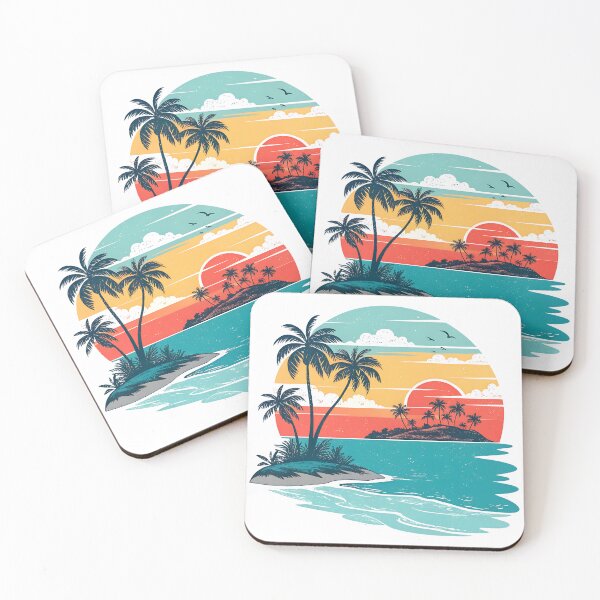 Item preview, Retro Tropical Beach Sunset | Vintage Palm Tree Island Paradise Ocean Design designed and sold by Awarrie.
