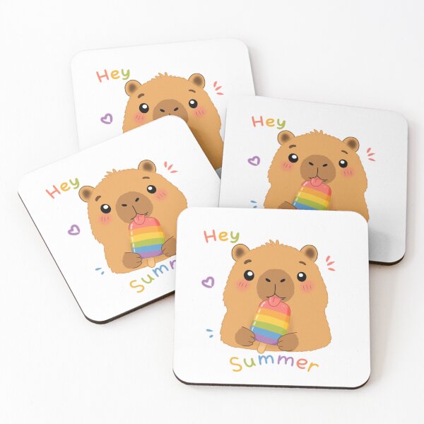 Item preview, Cute Capybara Enjoying Rainbow Popsicle - Hey Summer Kawaii designed and sold by FennyWijayaMomo.