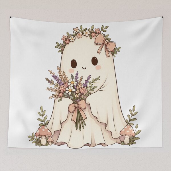 Item preview, Cute Ghost with Flowers Coquette Halloween designed and sold by Yellowriversss.
