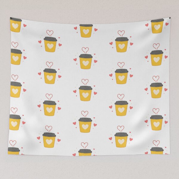 Item preview, Cute Kawaii Coffee Cup Heart Steam Warm Yellow Latte Aesthetic designed and sold by Rehnair.
